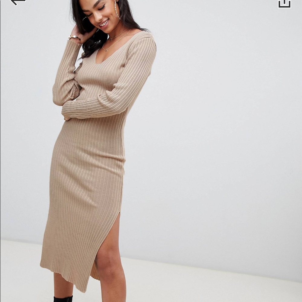 Cream midi sweater dress